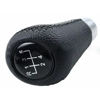 Auto Manual Gear Stick Shift Nupp 5 Kiirust Stiilne Must Nahk Hõbe Serv Kerge Install Hea Vastupidavuse
