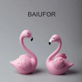BAIUFOR Miniatuuri Flamingo Paar Väljavalitu DIY Terrarium Kujukeste Mini Haldjas Aias Kääbus Auto Decor Sõber Kingitus Home Decor