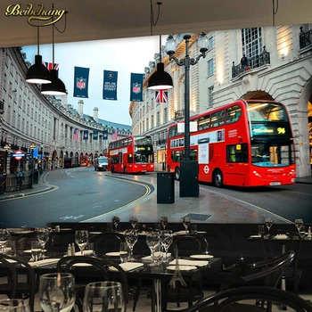 beibehang Euroopa stiilis Retro Londoni bussi tapeet restoran, lounge baar kohvikus taustapildina suur õmblusteta seinamaaling