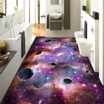 beibehang Kohandatud põranda värvimine 3d-elutuba, magamistuba kosmiline tähine galaxy 3D mall põranda plaatide seina paberid home decor põrandakate