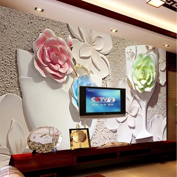 beibehang Kohandatud taustpildi 3D lill avatud elutuba magamistuba seinamaaling 5D taust seina paber 8d crystal maali de papel parede