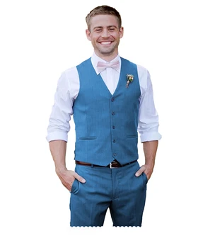 Classic Fit Meeste Ülikond 2023 Peigmees V-Kaeluse Meeste Ülikonnad, Formaalsed Äri 2 Tükki Vest Püksid Traje Hombre