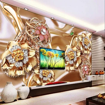 Custom Suured Euroopa Tapeet 3D Rikas Ehted Lilled Foto Seinamaaling Paber Siidist Riie elutoas TV Taust Wall Decor