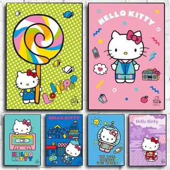 Cute Cartoon Tere-Anime-K-Kitty DIY Plakat Jõupaber Vintage Plakat Seina Art Maali Uuringu Kleebised Suur Szie Seina Värvimine