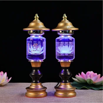 Fotai Changming Lamp, Majapidamis-LED Crystal Lotus Lamp, Südame Sutra Buddha Pakkudes Lamp, Palve, Feng Shui, Buddha Nõud