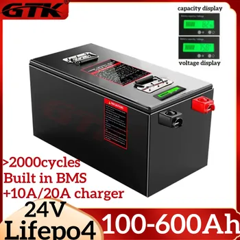 GTK Lifepo4 24V 100Ah 150Ah 200Ah 300Ah 400Ah 500Ah 600Ah Laetav Aku 2000W päikesesüsteemi UPS Trall Mootor RV Paat
