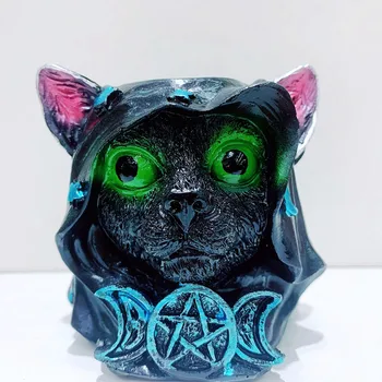 Halloween Magic Kass Crystal Baasi Salapärane Kass Nukk Kuju Käsitöö Mööbel Kaunistused Tume Stiil Kitty