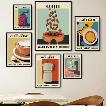 Itaalia Espresso Kohv Potti Oad Seina Art Wall Art Lõuend Maali Poster Ja Pildid Seina Pildid Kohvik, Elutuba, Tuba Decor