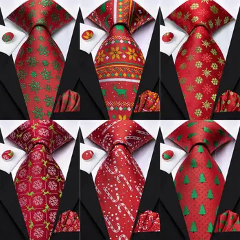 Jõulud Lips Meestele 2023 Uus Elegantne Meeste Xmas Necktie Tasku Square Cufflinks Peigmees Pulmas Aksessuaar Hi-Tie Disain, Hulgimüük