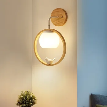 Kaasaegne LED Seina Lamp Puit Creative Lighting Fixture Külaliste Tuba Rõdu, Trepikoda Sconce Magamistuba Öö Lind Põhjamaade Decor Light