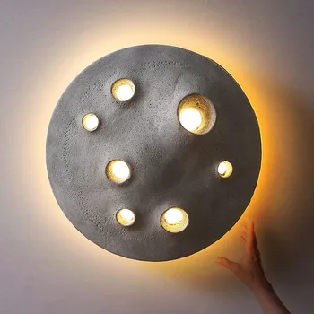 Kaasaegse Loomingulise Ring Kuu Disain betoonseina Sconce LED Valgustus Väljas Veekindel Terrass Rõdu Dekoratiivsed Võistluskalendri Lamp