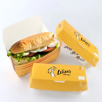 Kohandatud productCheap Hind Pika Hamburger Paberist Pakendid söögi Papp kiirtoit Hot Dog Box