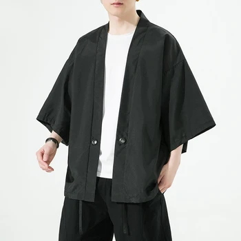 Meeste Jaapani Kimono Särgid Suvel Kolme Kvartali varrukaga, kanna Liiga pikk Kampsun, Jakid, Meeste Street päikesekaitse Outwear Pluss Suurus