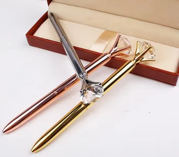 Metal puhul pastapliiats Karaat teemant sõrmus Kristall pen lady pulm asukoht koolitarbed kingitus roller ball pen Rose gold