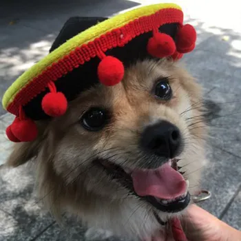 Mini Mehhiko Stiilis Straw Hat Sombrero Naljakas Pet Müts Reguleeritav Koer, Kass Poole Tarvikud Koera Kostüüm