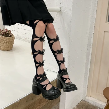 Naiste s-Soft Knee High Sokid 3D Liblikas Lilleline Pits Cutout Magus Põlve Kõrge Sukad Suvel Moe Armas Lolita Sukad Üks