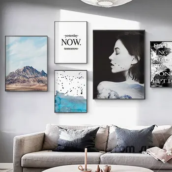 Nodic stiilis plakat Motiveerivat hinnapakkumistele ja tüdruk pildid seina art lõuend kunst seina pildid elutuba, magamistuba kodu kaunistamiseks
