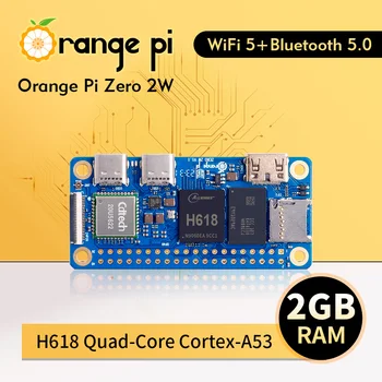 Oranž Pi Null 2 W 2 GB RAM DDR4 Mini PC Allwinner H618 Oranž Pi Null 2W, WiFi, Bluetooth silmas on gaasimull SBC Ühe Juhatuse Arvuti Zero2W