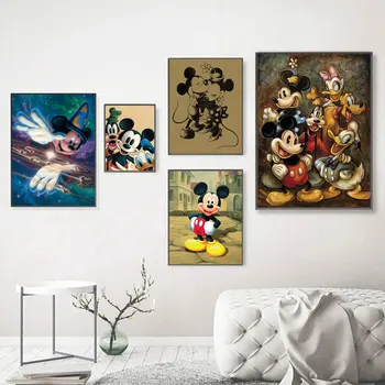 Plakat Disney Cartoon Miki Hiir Minni piilupart Donald Lõuendile Maali Kunst Retro Pilt Seina Esik Home Decor Kingitus Sõpradele