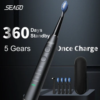 Seago Elektrilised Sonic Hambahari USB Laetav Täiskasvanud 360 Päeva Pikk Aku Eluiga 4 Asendamine Pead Kingitus SG-575