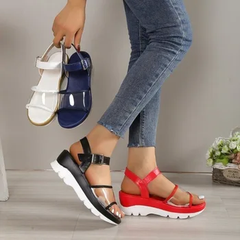 Selge, Pvc Kiilud Sandaalid Naistele, Suvel Paksu Põhjaga Anti Slip Rooma Sandalias Mujer Kerge Pahkluu Rihm Paksu Platvorm Sandaalid