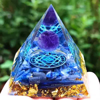 Sinine-kohrutatud Kruusa Orgonite Püramiid Tervendav Kristallid Energia Kivi Reiki Tšakra Kordaja Ametüst Meditatsiooni Õnnelik