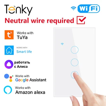 Tuya WiFi Smart Touch Lüliti MEIL 1/2/3/4 Gang 2 Juhtmestik Meetodid Neutraalne Juhe vajalikku Tööd Smart Elu Alexa Google ' i Kodu Alice