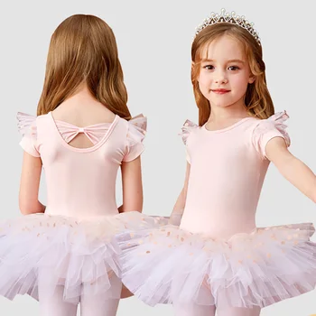 USHINE Lapsed Ballet Tutu Ballerina Kleit Poolele Litrid Lill Tantsu Kostüüm Tüdrukud Bodysuit Ballett Seelik
