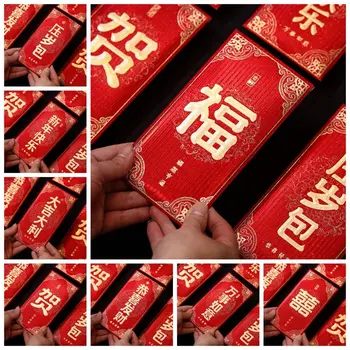 Uus Aasta Pakettaknad Punane Ümbrik Traditsiooniline DIY Pakkimine Parimad Soovid Õnnistus Kott Õnne Raha Kott Punane Tasku Pidu peo