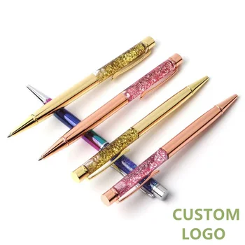 Uus Loominguline Gold Foil Õli Pen Crystal Vahvel Pen kvaliteetsest Metallist Allkiri Pliiatsi Custom LOGO Tähtedega Graveeritud Nimi Kirja