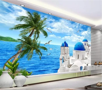 wellyu Kohandatud taustpildi 3D murals Egeuse mere elutuba hotel magamistuba обои diivan taust seina murals de papel parede 3d tapeet
