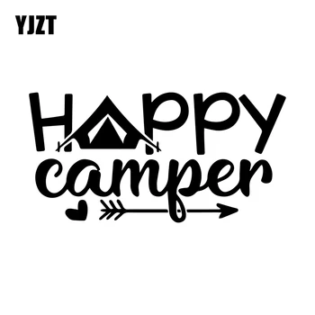 YJZT 15.5*7.7 cm Õnnelik Camper Väljas Telkimine Vinüül Kleebised Loominguline Organ, Windows Teenetemärgi Veekindel Auto Kleebised