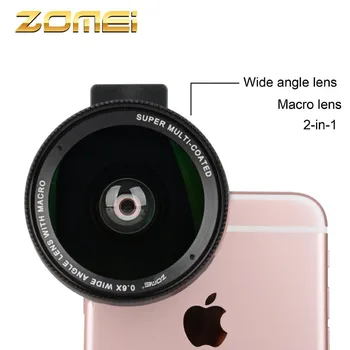ZOMEI Klipp On 0,6 × lainurk&Makro 2in1 Kaamera Objektiivi Filtri iPhone Samsung