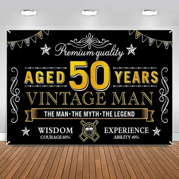 Õnnelik 50. Sünnipäeva Banner Kaunistused Meeste Must Kuld Vintage Taustaks Pool Photo Booth Fotograafia Taust Plakati Kujundusest