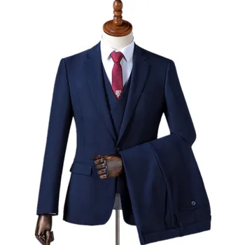 Ülikond meestele 3-osaline komplekt, jope+püksid+vest Äri Meeste ülikonnad Sügisel high-end Ametliku bleiserid Slim Fit pool pulm boutique ülikond